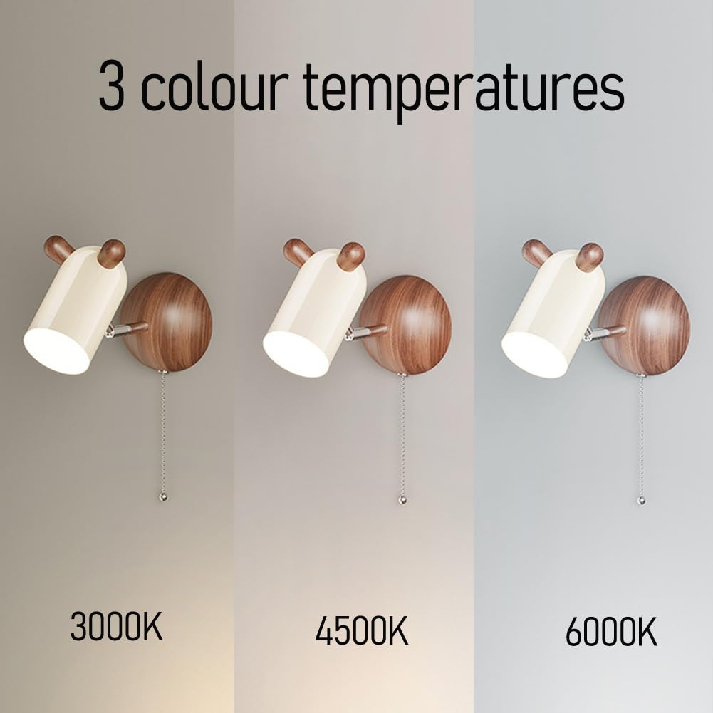 Lámpara LED Ajustable Lámpara para Habitación Infantil Luz Giratoria Decoración de Ciervo Luz de Pared con Interruptor Animales de Dibujos Animados Luminaria Infantil Aplique Giratorio Luminaria