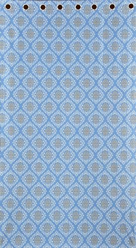 Image of Polyester Nexus Design Printed Room Darkening Door Curtain 7 Feet Set of 2 | Blackout Curtains for Bedroom Living Room Decor - Blue