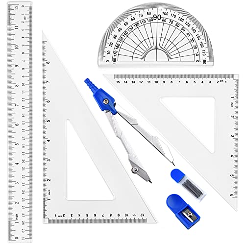 Coopay 12 Inch Math Geometry Tool Plastic Ruler Set Includes...