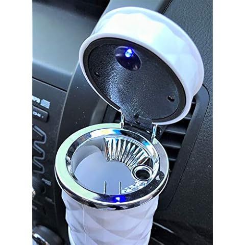 Eclipse Luxury Car Auto Home Diamond Design Ashtray, Built in Snuffer & Cigarette Rest, w/Removable Vent Clips, Ash3L (White) Cover