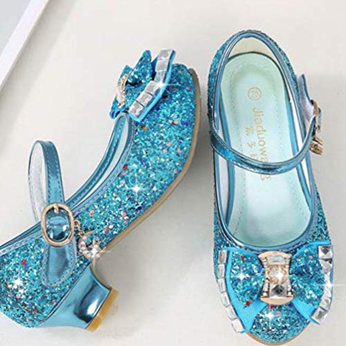 Girls Princess Shoes Snow Queen Party Sandals Glitter Bowknot Mary Jane Dress Shoes Low Heeled Ankle Strap Pumps3