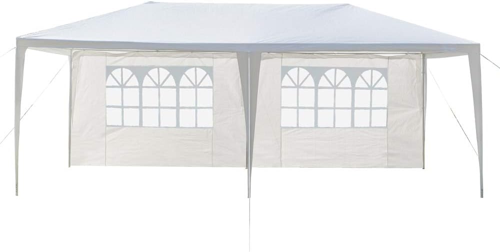 10 x 20ft Party Tent,Outdoor Patio Canopy Four Sides Waterproof Tent with Spiral Tubes White