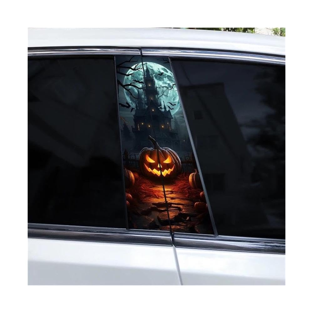 Decorative Items 2pcs Horror Pumpkin Decals DIY Car Center Pillar Vinyl Stickers(N)