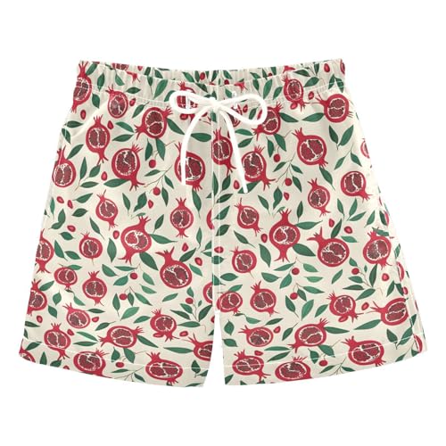 ALAZA Pomegranate Leaf Fruit Boys Quick Dry Beach Board Shorts Kids Swim Trunks Bathing Suit Swimsuit 5T Multicolor