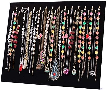 JIFF Velvet Necklace Jewelry Organizer/Tray/Pad /Showcase/ Display case (Black 28 Hook Necklace Display)