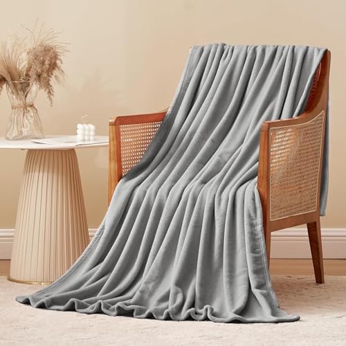Aisbo Kuscheldecke Flauschig Decke Grau - Fleecedecke Warme Sofa Decke für Winter, Kuschlige Wohndecke Hellgrau Kinder Weich als Wohnzimmer, Blanket 130x150 cm Klein Couchdecke