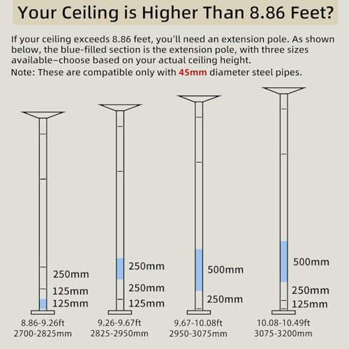 Image of Pole Extension for Pole Dancing 45mm - 125 /250 /500mm Dancing Pole Extension, Easy to Install, Smooth Connection Chrome Extension for Dance Pole (Silver, 500 Millimeters)