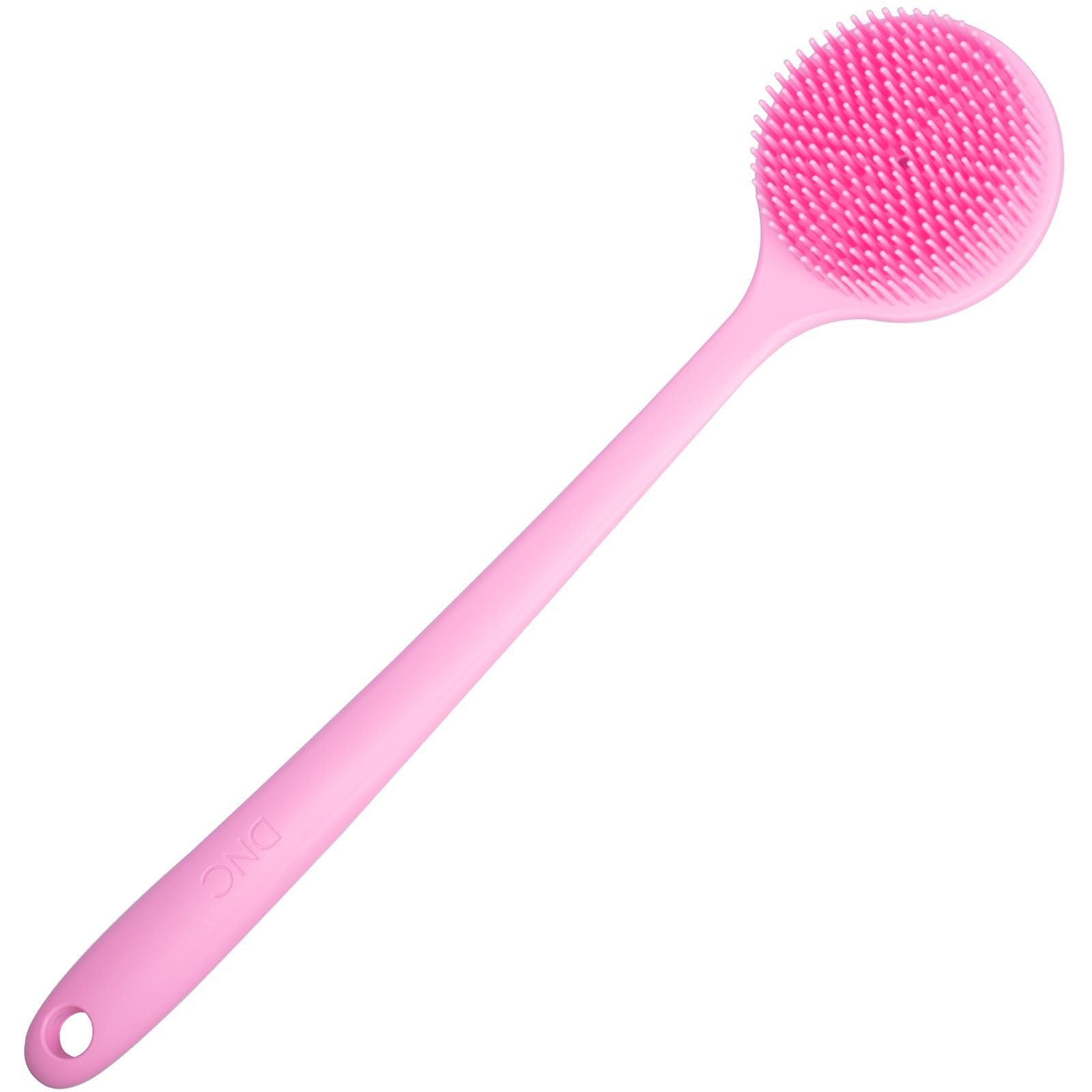 – Silicone Back Scrubber for Shower Soft Bath Body Brush with Long Handle (Pink)