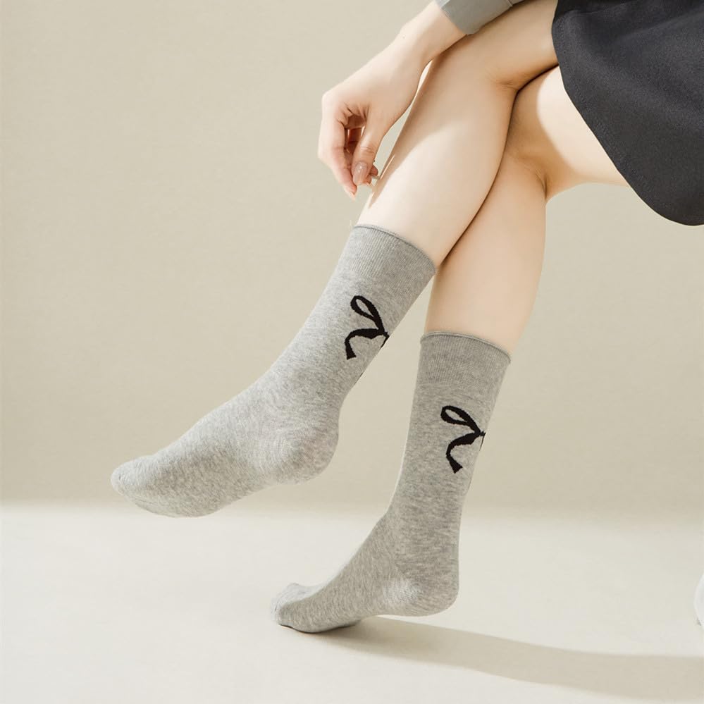 Image of Kelabia 6 Pair Cute Cotton Socks Kawaii Bear Ankle Preppy Ruffle Socks for Women Japanese Fall Vintage Crew Socks