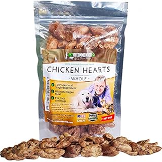 Vet Recommended - Whole Chicken Hearts for Dogs & Cats (Giant 5oz Bag) - Freeze Dried All Natural Dog Treats - Perfect Organ Meat for Dogs & Cats - Human Grade - Natural Source of Taurine - USA Made