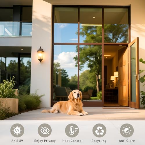 Filmgoo Window Privacy Film One Way Daytime Mirror Tint Treatments UV Heat Control Vinyl Stickers Sun Block Glass Paper Door Covering Reflective (Silver, 41.3 Inch x 6.5 Feet)