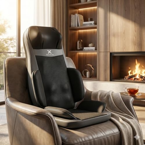 Image of Shiatsu Massage Chair Pad with Heat for Neck, Back & Waist | Full Body Seat Massager Cushion with Vibration | Home & Office Use