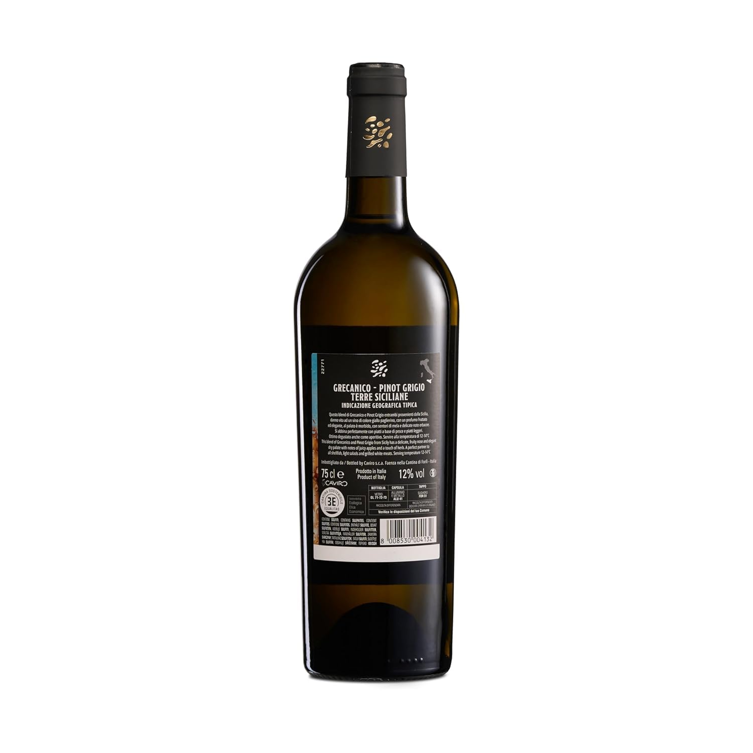 Brumale Vino Bianco Grecanico Pinot Grigio Terre Siciliane IGT, Gusto Ricco e Profumo Fruttato, 12% Vol, Confezione con 6 Bottiglie da 750 ml