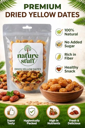 Image of Dried Yellow Dates 900g | Dry Khajoor Kharek | Natural Sweet Datess Dry Fruit | Whole Dried Datees Snack | Fresh Quality Pack