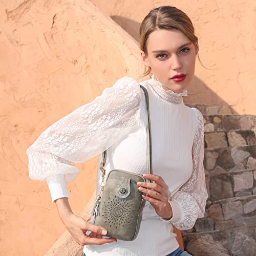 Image of APHISON Small Crossbody Bags for Women, Lightweight Vegan Leather Cell Phone Purse, Cute Purses with Tassels