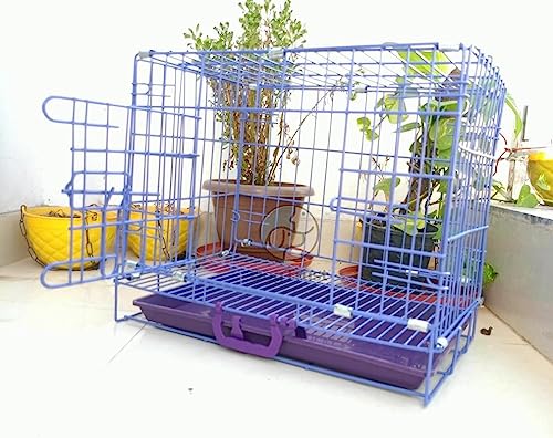 Image of Dog Trust Double Door Folding Metal Dog Cage with Paw Protector Easy to Move with Removable Tray Suitable for Small Puppy (24 Inch Purple Cage)