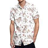 Yowablo Camisa de manga corta con botones impresos digitales de estilo hawaiano casual para hombres Camisas para hombres, I-morado, XL