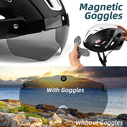 Adult Bike Helmet Men Women, Adjustable Size Lightweight Helmets with USB Rechargeable Rear Light and Magnetic Goggles… - Image 4