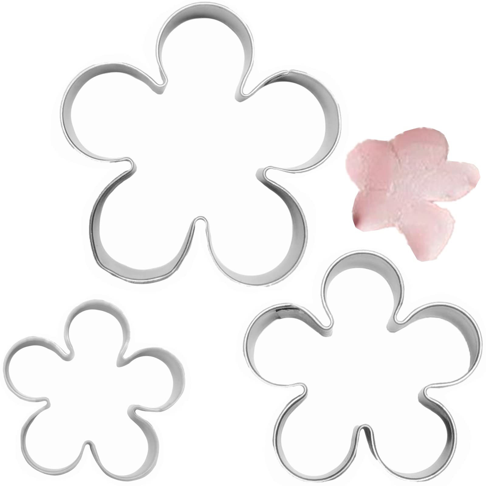Moldes de galletas en forma de flor de 3 piezas, Cortador Galletas de Acero Inoxidable con Pétalos de Rosa para Fondant, Galletas, Repostería, Arcilla para Hornear