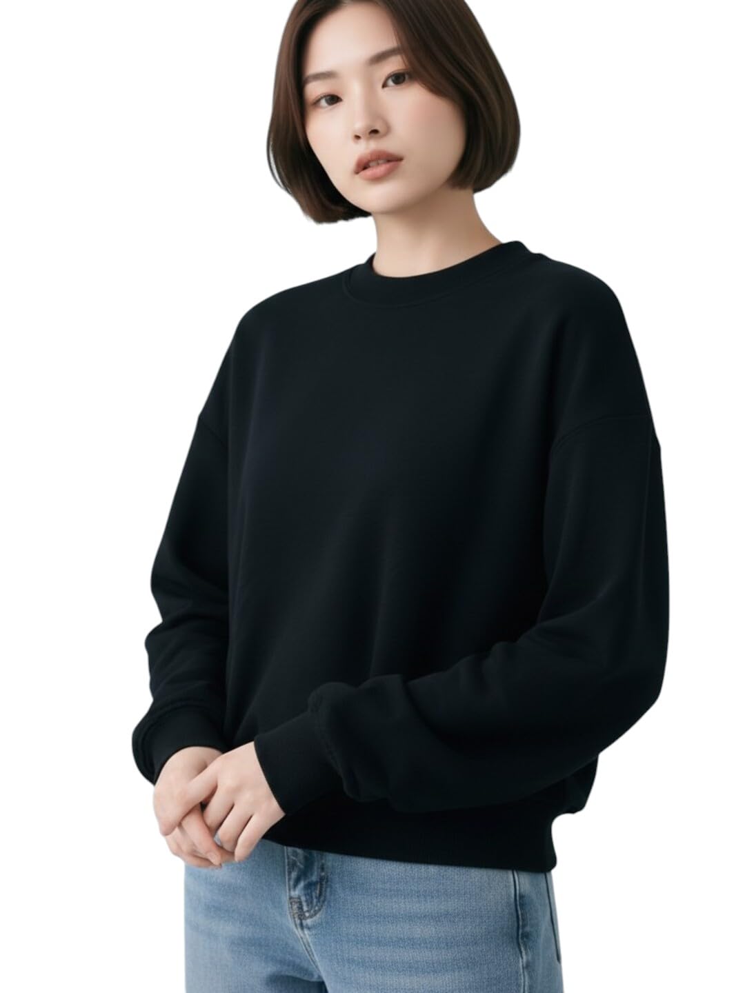 Women's Blended 100% Cotton and Fleece Blend Oversized Fit® Baggy Fit Cool and Stylish Sweatshirt-image-42
