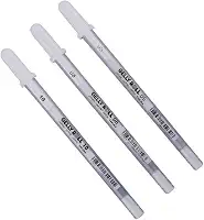 Sakura Gelly Roll, Kit 3 Canetas Gel Brancas, Espessuras 0.5mm, 0.8mm e 1.0mm