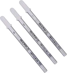 Sakura Gelly Roll, Kit 3 Canetas Gel Brancas, Espessuras 0.5mm, 0.8mm e 1.0mm