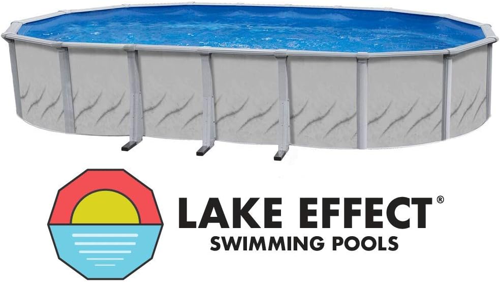 Lake Effect Pools 'Galleria' 18 ft x 33 ft Oval Above Ground Swimming Pool Bundle | 52 Inch Height | Steel Sided Walls | Kit Includes: 25 Gauge Liner, A-Frame Ladder, Sand Filter/Pump, & Skimmer