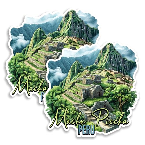 Machu Picchu Peru Magnet 4 Inch 2-Pack Inca Ruins Andes – Strong Vinyl Decorative Travel Magnets for Fridge Locker Kitchen Office – Cute Fun Aesthetic Cool Durable & Long-Lasting Souvenir ID44999