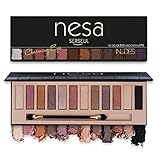 Serseul Matte and Shimmer Eyeshadow Palette 12 Color Highly Pigmented Eye Makeup Creamy Texture Blendable Long Lasting Cruelty Free Nude B