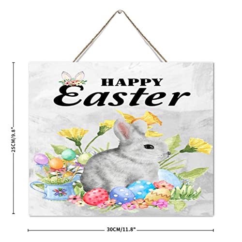 Suspension Happy Easter Bunny Rabbit déco murale bois salon 25x30 - 3