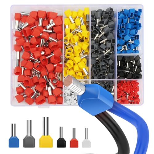Lytool 750 Pezzi Puntalini Doppi 0.5-10mm²,Puntalini Elettrici Doppia 2 x 10,0 mm²,Terminali a Crimpare Doppi Entrata,Crimpare per Cavi Elettrici,Terminali Gemellati Preisolati,Crimpatura Industriale