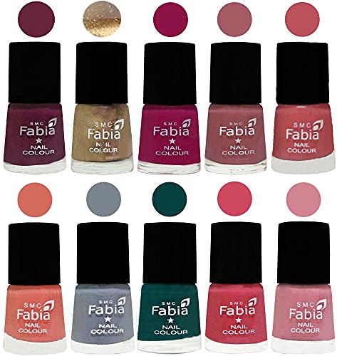 Image of ALL IN ONE (PACK OF 10), Long Lasting Glossy Nail Polish, 6 ml Each, All Vibrant Colours,01877