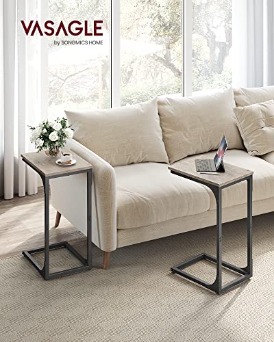 Image of VASAGLE C-Shaped End Table Set of 2, Small Sofa Side Table with Metal Frame