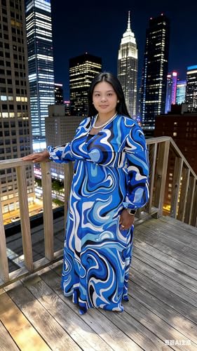 Image of Nuofengkudu Womens Chiffon Deep V-Neck Maxi Dress Summer Boho Dresses(S-5XL)
