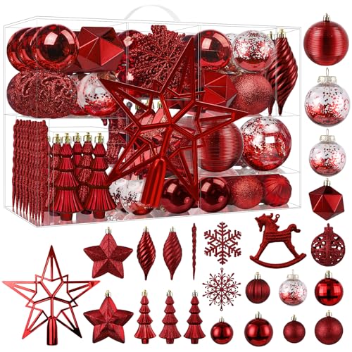 Bolas de Navidad SHareconn de plástico irrompible doradas para árbol set de 100 piezas 2