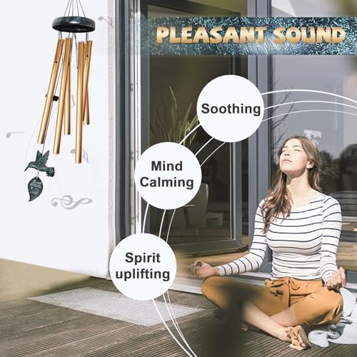 Image of Sympathy Wind Chimes for Outside Deep Tone, Memorial for Loss of Loved One Prime, Bereavement Condolence Remembrance Funeral Gifts for Grieving Friends Loss of Mother Father