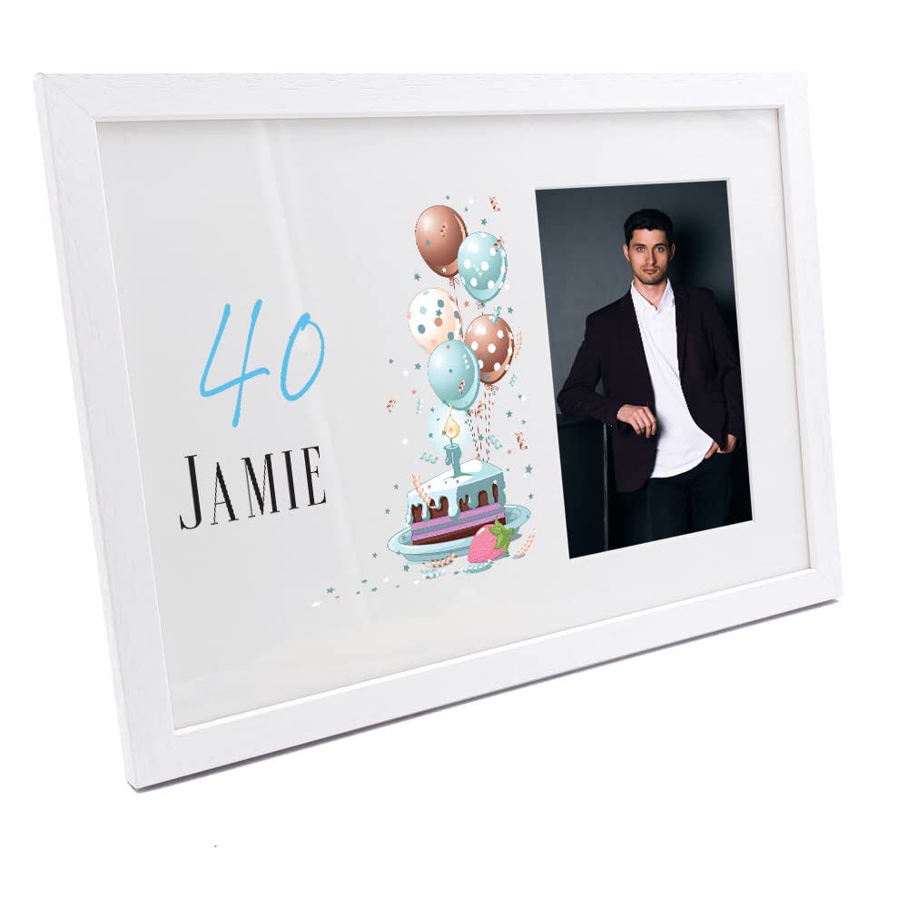 Ukgiftstoreonline White Personalised 40Th Birthday Gifts For Him Photo Frame