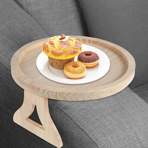 Belvanr Bandeja de Sofá de Madera,Bandeja Sofa Reposabrazos Bandeja de Sofá Plegable,Mesa de Madera para Brazo de Sofá,Tabla del Clip del Brazo del Sofá,Bandeja para Sofá