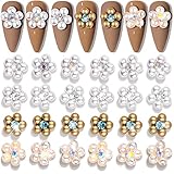 32 PCS Flower Nail Art Charms EBAKU 3D Alloy Valentine's Day Nail Art Rhinestones Flower for Nails A