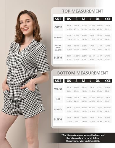 Image of NAP BOUND 100% Cotton Women Pajama Sets Button Down Short Sleeve Sleepwear Soft Pjs 2 Piece Lounge Set with Pocket XS-XXL