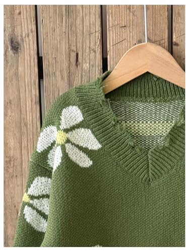 Image of BEAUDRM Girl's Cute Bow Sweater Crew Neck Long Sleeve Drop Shoulder Loose Pullover Tops