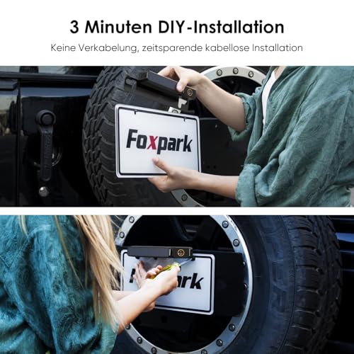 Foxpark Solar Kabellos Digital Rückfahrkamera Set (1080P), 3 Min. DIY Installation, Unterstützt 2...