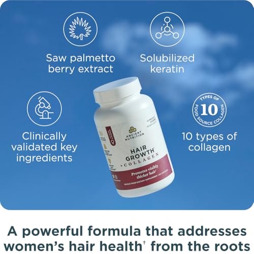 Ancient Nutrition Hair Growth + Hydrolyzed Collagen Peptides Capsules - image 2