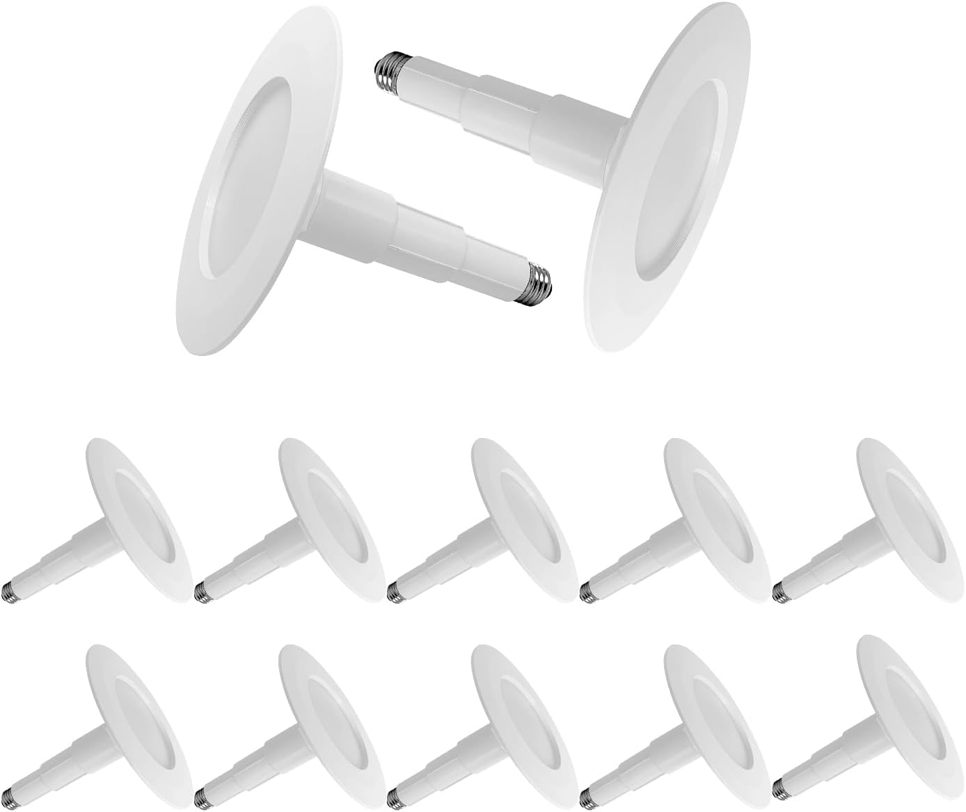 Jolux 5/6" Non-Dimmable LED Adjustable Retrofit Downlight,E26 Medium Screw Base,12W=75W, 5000K (Daylight),920 Lumens,Damp Rated Recessed Lighting,Simple Installation Can Lights,ETL, 12-Pack,Bevel Trim