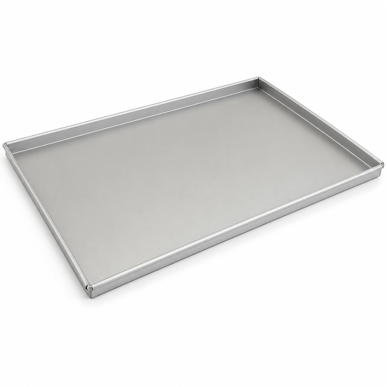 Teglia Rettangolare in Lega d'Alluminio Spessore 12/10 con Orlo, Argento, 40 x 30 cm 2 cm h, 1 Pezzo (40X30 2CM H ALLUMINIO 12/10)