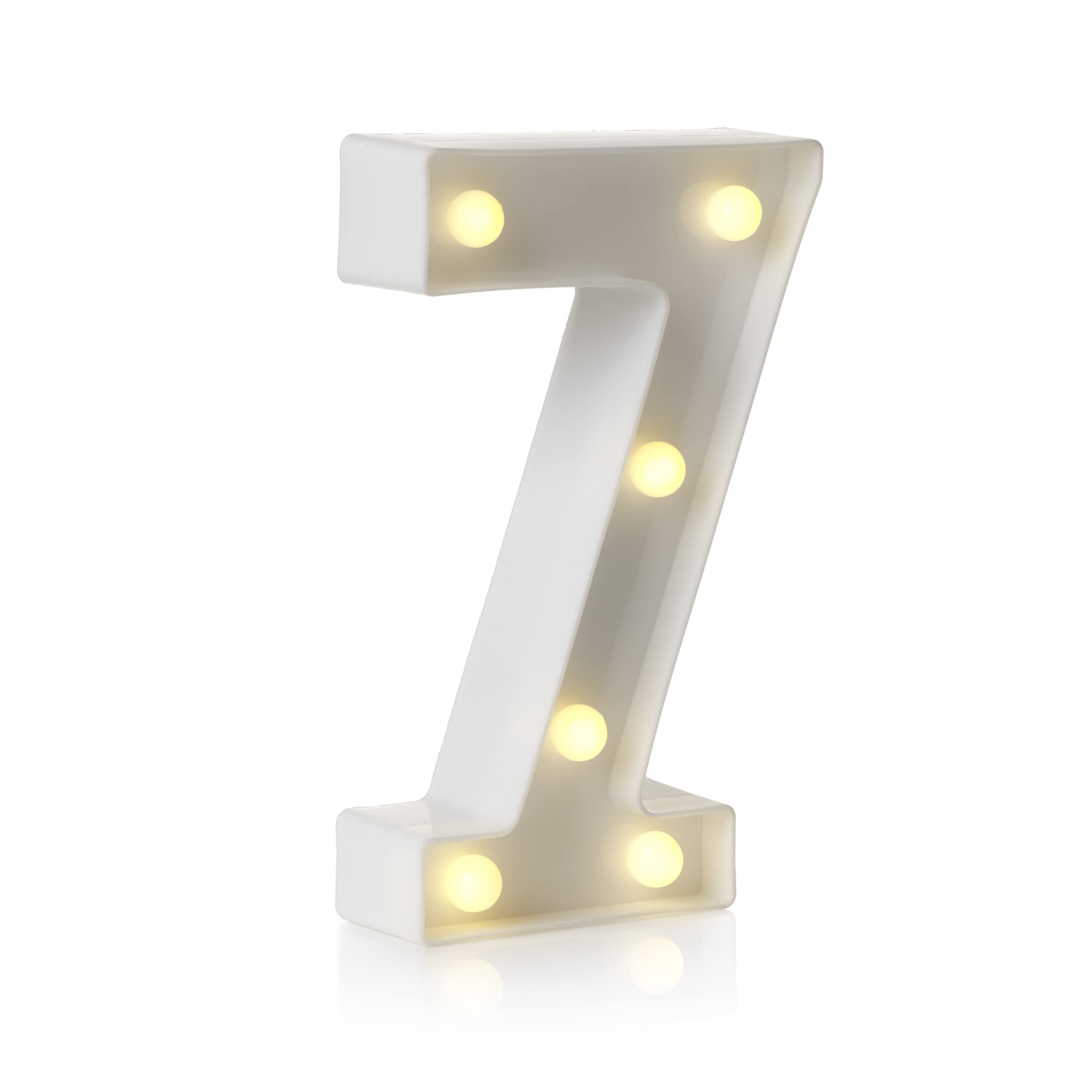 Auraglow LED Alphabet Letter & Number Light Sign Decorations, Lamp for Home Birthday Party Event, Night Lights, Battery Powered Letters And Numbers With Four Hour Timer (7)