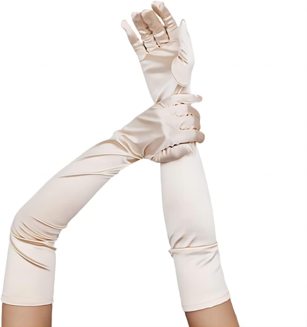 Long Opera Party Gloves 1920s Satin Elbow Length Gloves Stretchy Satin Comfortable Fabric for Bridal Wedding Cosplay Costumes - Image 3