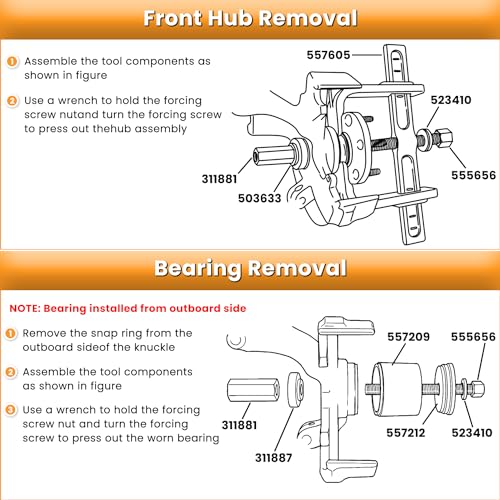 Image of 6575 Front & Rear Wheel Hub and Bearing Removal & Installation Tool Master Service Complete Kit with Puller Adapters Hardwares Carrying Case Application Guide (63 PCS)
