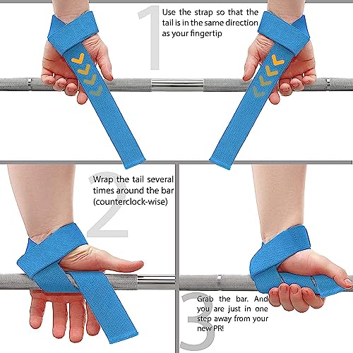Image of WARM BODY COLD MIND Lasso Lifting Wrist Straps for Cross Training - Rated at 770 lb - Hand Wraps for Olympic Weightlifting, Powerlifting, Weight Lifting, Bodybuilding Strength Deadlift Gym Bar, Cotton