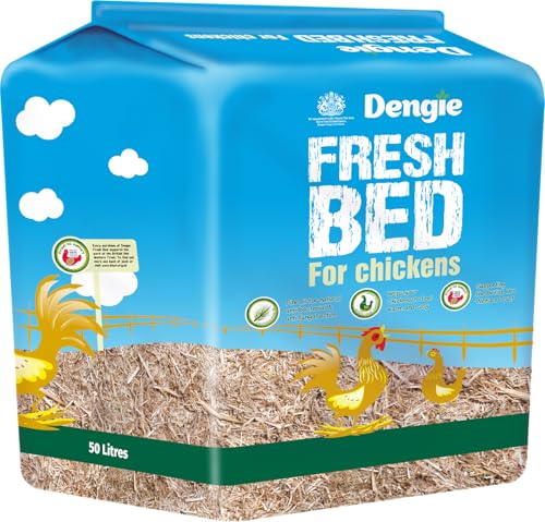 Dengie Fresh Bed for Chickens 50 Litre Bale - Chopped Dust Extracted Straw Bedding for Poultry - Includes Pine Oil - Compostable Bedding
